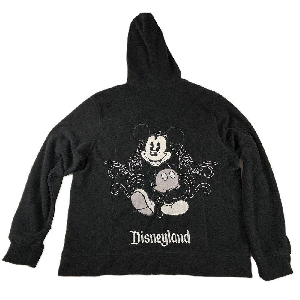 Disney Parks Mickey Mouse Graphic Full Zip Hoodie‎ Black Fleece XL
